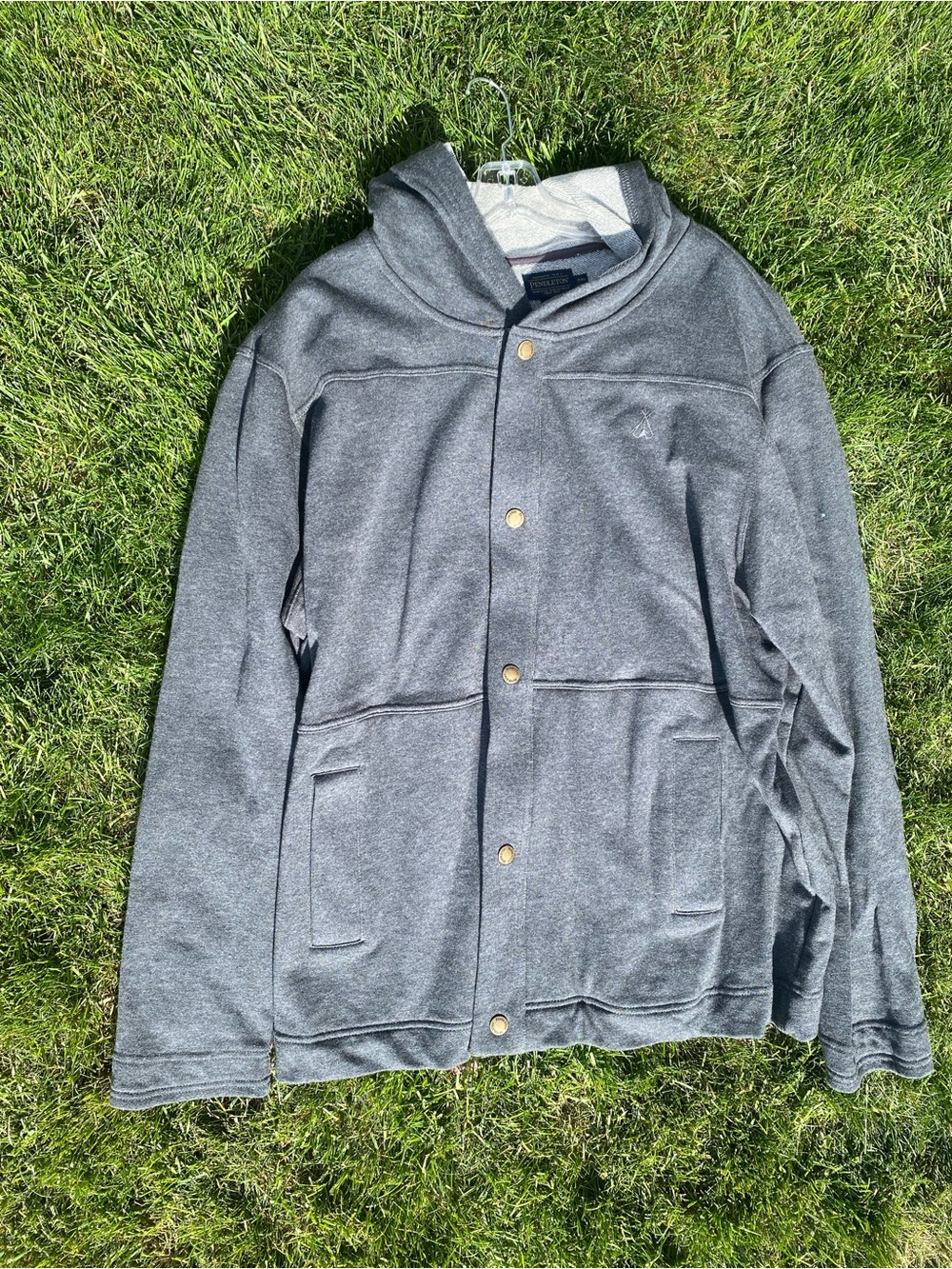 Gray Pendleton Button-Up Hoodie Jacket